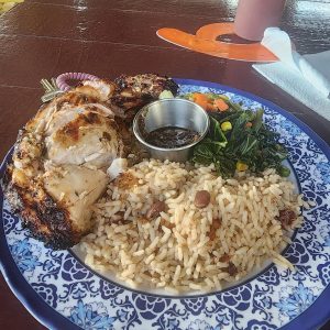 Jerk Chicken with Rice and Veg